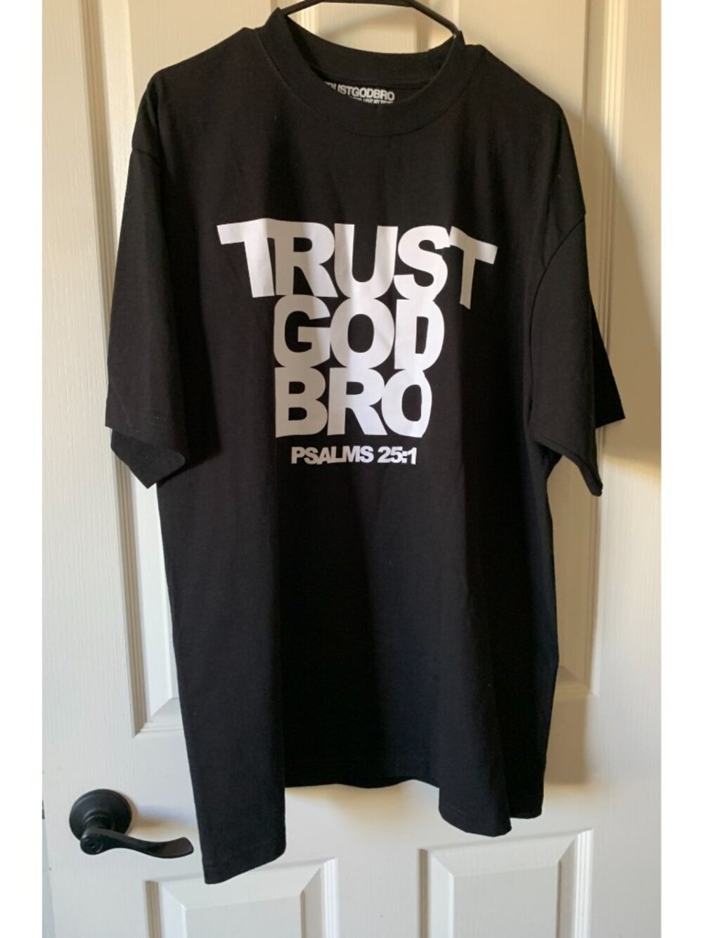 Trust God Bro Black T-Shirt XL With Psalms 25:1 Graphic Design